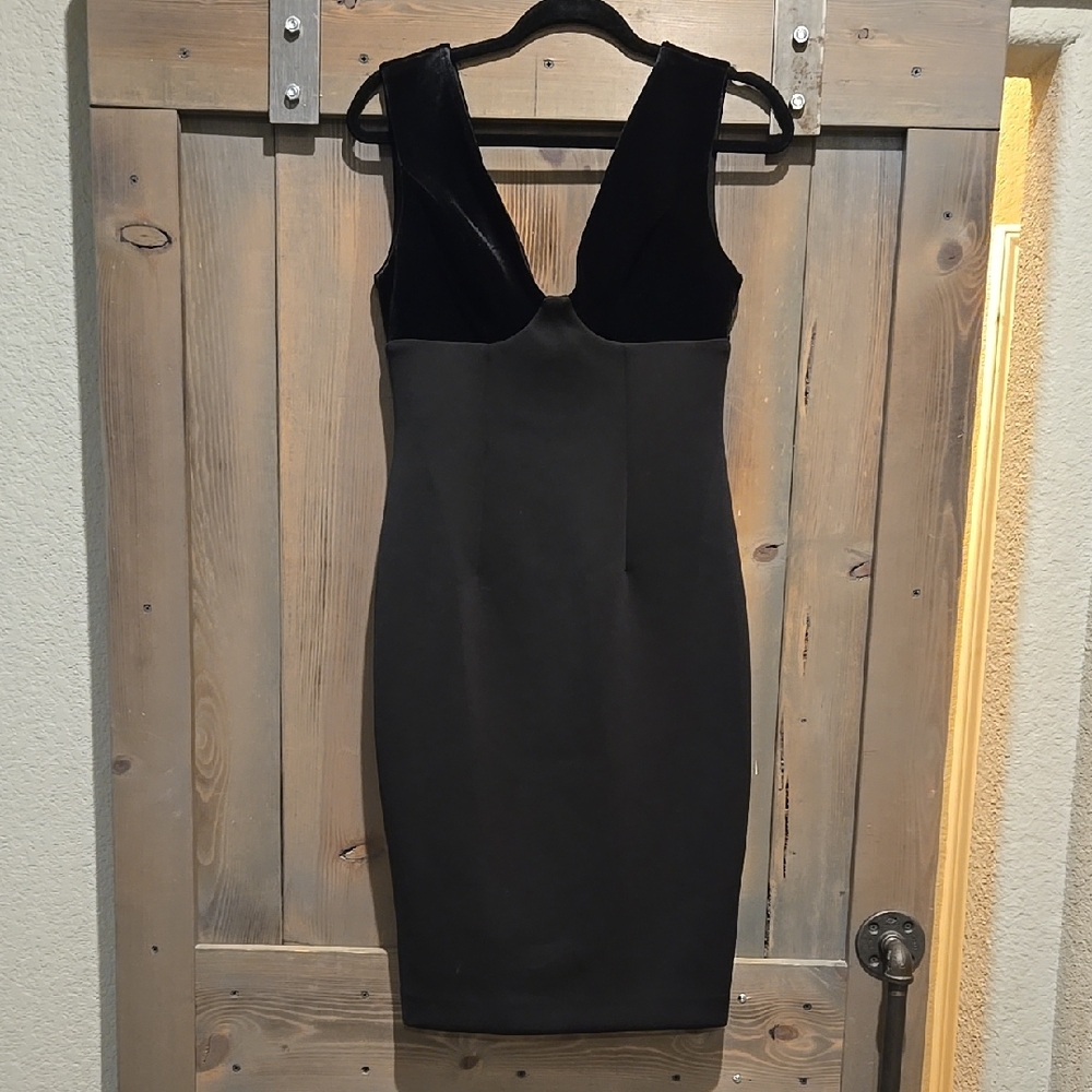Calvin Klein Black Bodycon Dress with Plunge Neckline